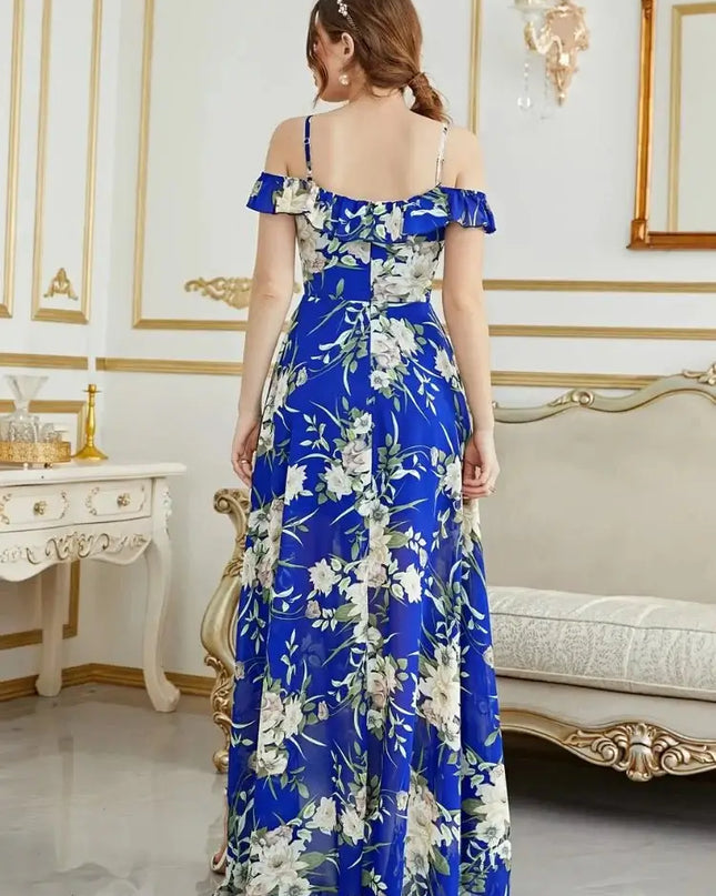 Wefads Women's Off-Shoulder High-Low Floral Dress