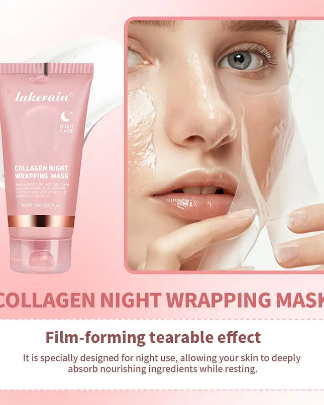 Collagen Night Wrapping Mask by Lakerain for overnight hydration and nourishment, with a film-forming tearable effect.