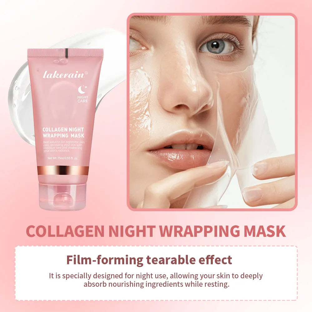 Collagen Night Wrapping Mask by Lakerain for overnight hydration and nourishment, with a film-forming tearable effect.