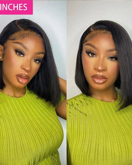 Wear & Go Glueless Bob Wig – Short Straight Human Hair Lace Closure Wig for Beginners
