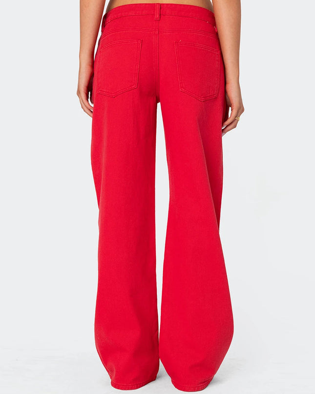 Women's Casual Loose Boyfried Wide Leg Denim Pants