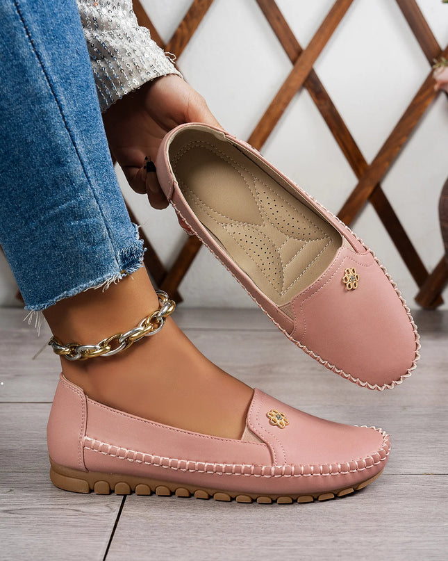 Comfortable Women's Loafers Laser Stitch Detail Flat Shoes Casual Comfortable Slip On Classic Trendy Streetwear