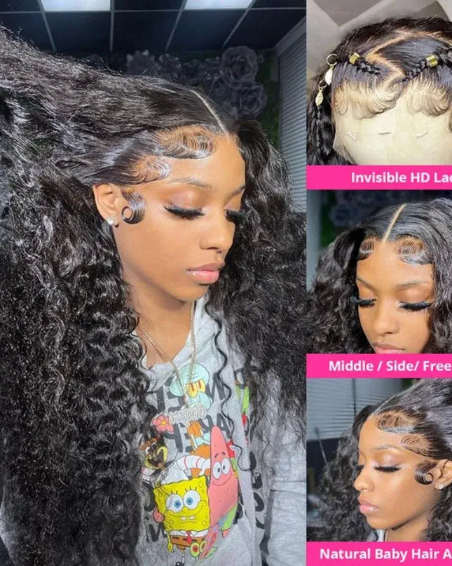 360 HD Deep Wave Full Lace Wig – Pre-Plucked Curly Human Hair Wig for Black Women