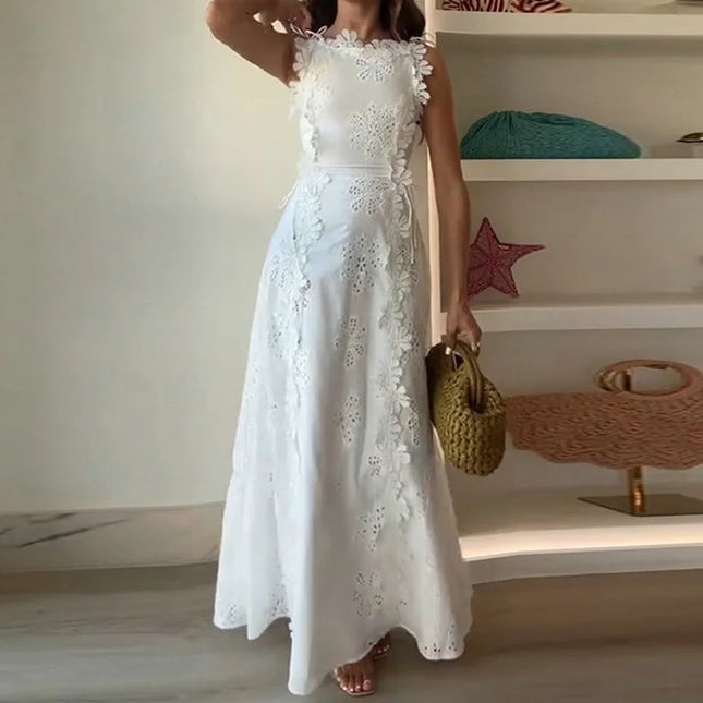 Women’s One-Shoulder Hollow Out Tassel Bodycon Maxi Dress