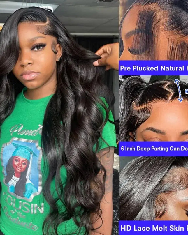 40 Inch 13x6 HD Body Wave Lace Front Wig 220% Density Human Hair