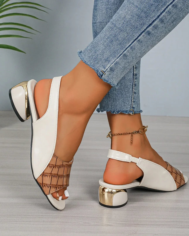 Comfortable Color Block Sandals - Stylish Low Heel Shoes