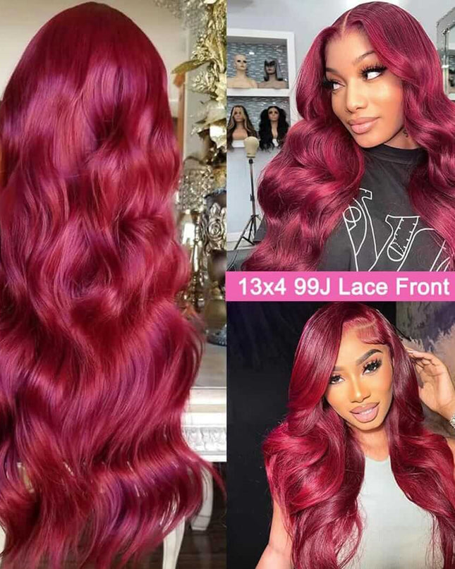 99J Burgundy Lace Front Wig – HD Hairline – Emma Store Shop -