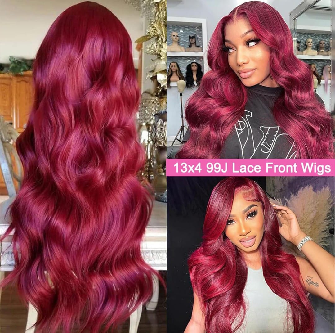 99J Burgundy Lace Front Wig – HD Hairline – Emma Store Shop -