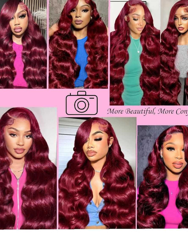 99J Burgundy Lace Front Wig – HD Hairline – Emma-Store-Shop - 30 Inch 99j Burgundy Lace Front Wigs Human Hair 13x4 HD Transparent Wine Red Burgundy Body Wave Human Hair Lace Front Wigs for Women 180 Density Pre Plcked Human Hair Lace Frontal Wig-with-Baby-Hair