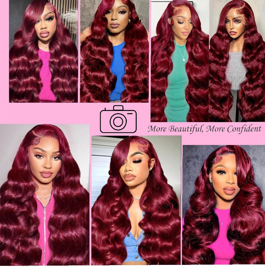 99J Burgundy Lace Front Wig – HD Hairline – Emma Store Shop -