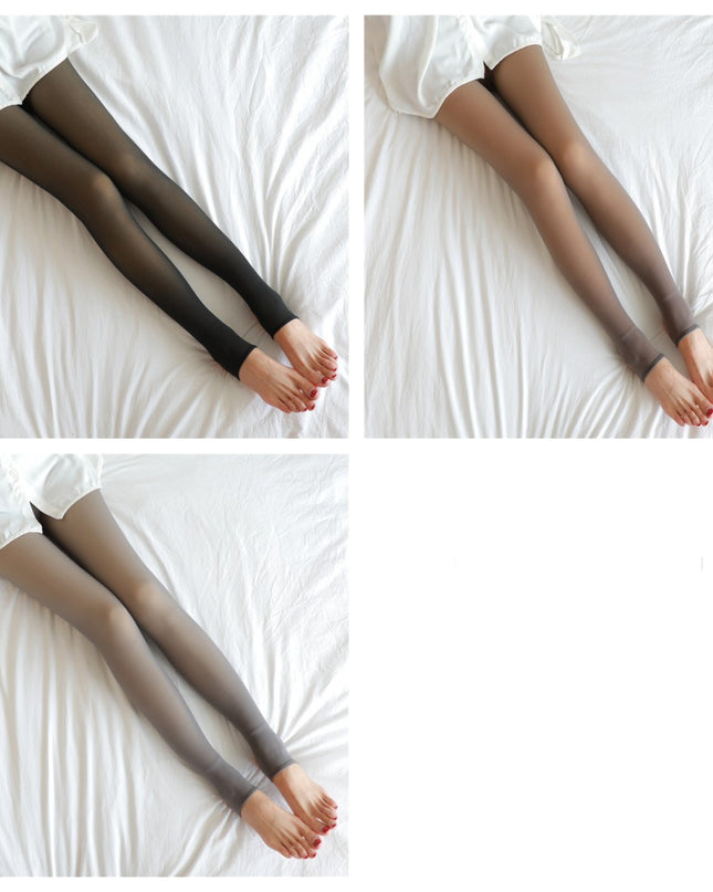 Fake Translucent Plus Size Leggings Fleece Lined Tights Fall And Winter Warm Fleece Pantyhose Women Fleece Lined Pantyhose Thermal Winter Tights