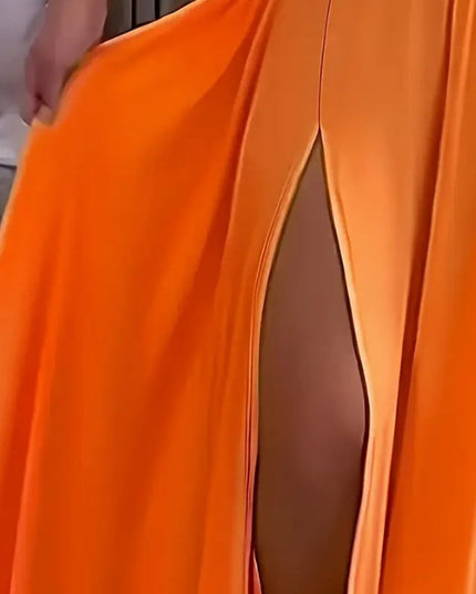 Close-up of an orange fabric with a blurred background
