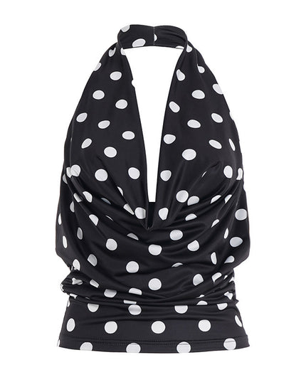 Halter Backless Polka-dot Cinched Women's Waistcoat