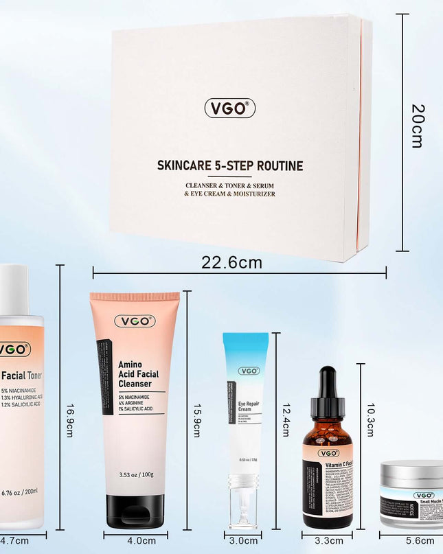 5-Step Skincare Routine: Cleanser, Toner, Serum, Cream