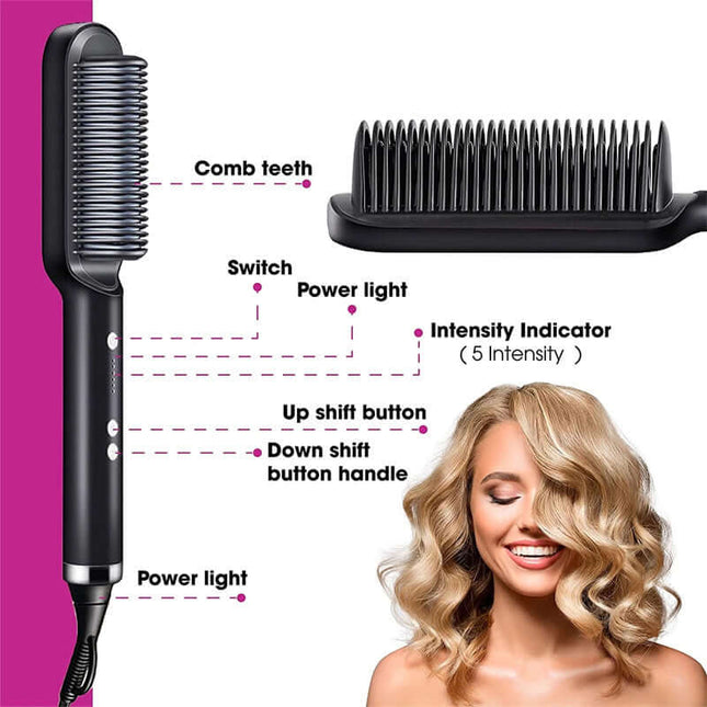 Ion Hair Straightener Brush - Safe & Versatile Styling Tool