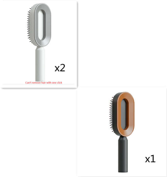 Two hairbrushes with different designs on a white background