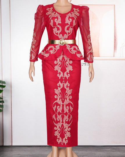 Women's Luxury Rhinestone Beaded V-neck Formal Dress