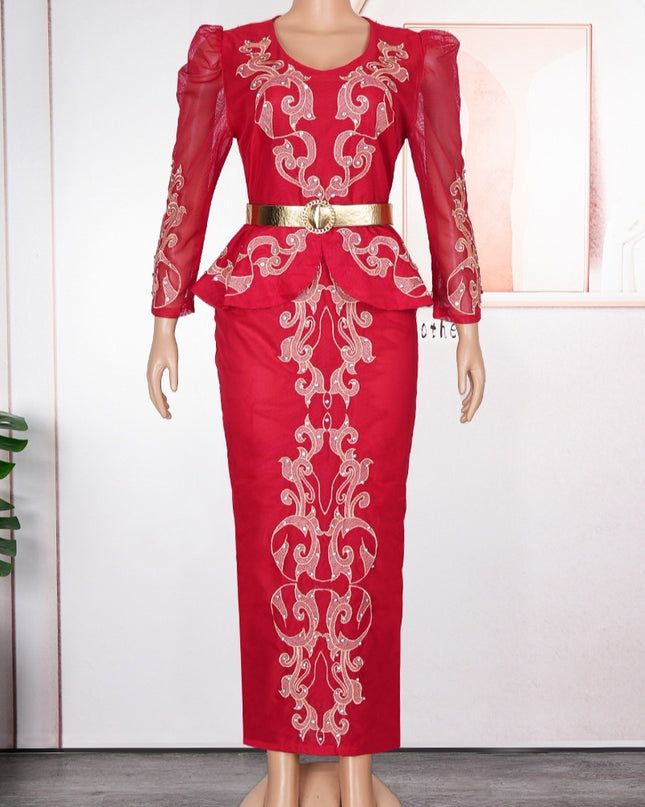 Women's Luxury Rhinestone Beaded V-neck Formal Dress