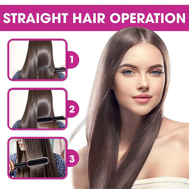 Step-by-step guide to using an Ion Hair Straightener Brush for sleek, straight hair.