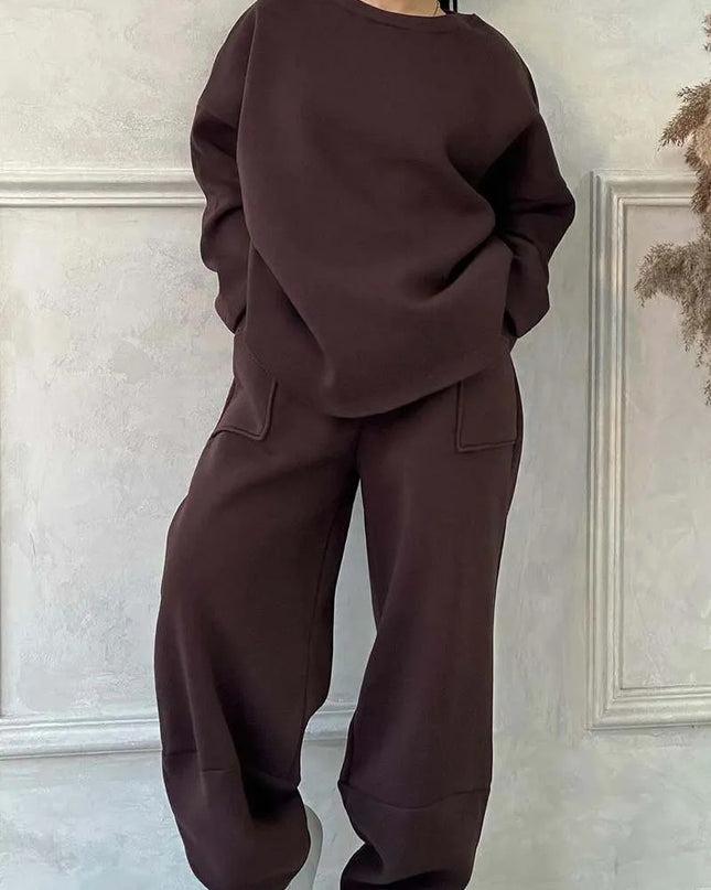 Women's Autumn Winter Sweater Trousers Set - Casual Style