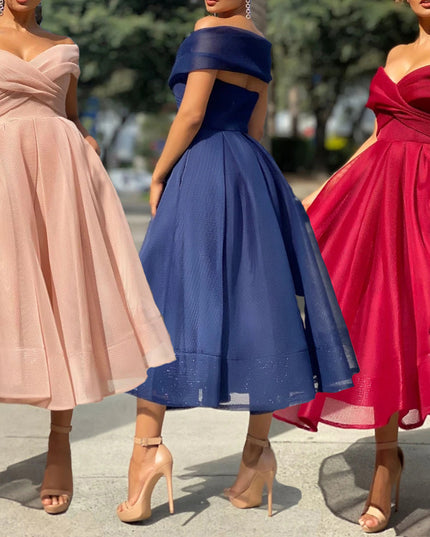 Womens Solid Casual Party Night Dress Club Off Shoulder Gown Elegant Backless Sexy Dress Birthday