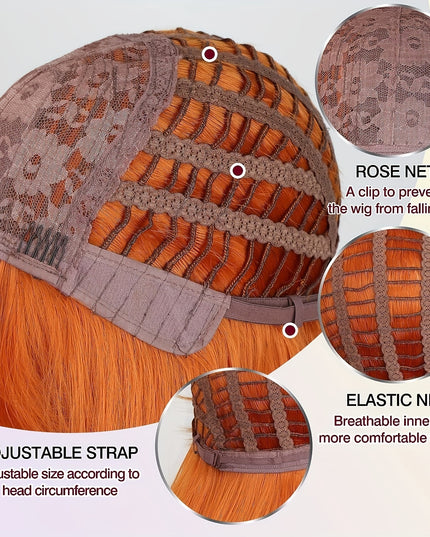 Elegant Long Orange Non-toxic Wig, Synthetic Wavy Hair Wig For Ladies, 28-inch Long Hair, Suitable For The Whole Scene