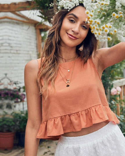 Women's Solid Color T-shirt Round Neck Versatile Pullover Top