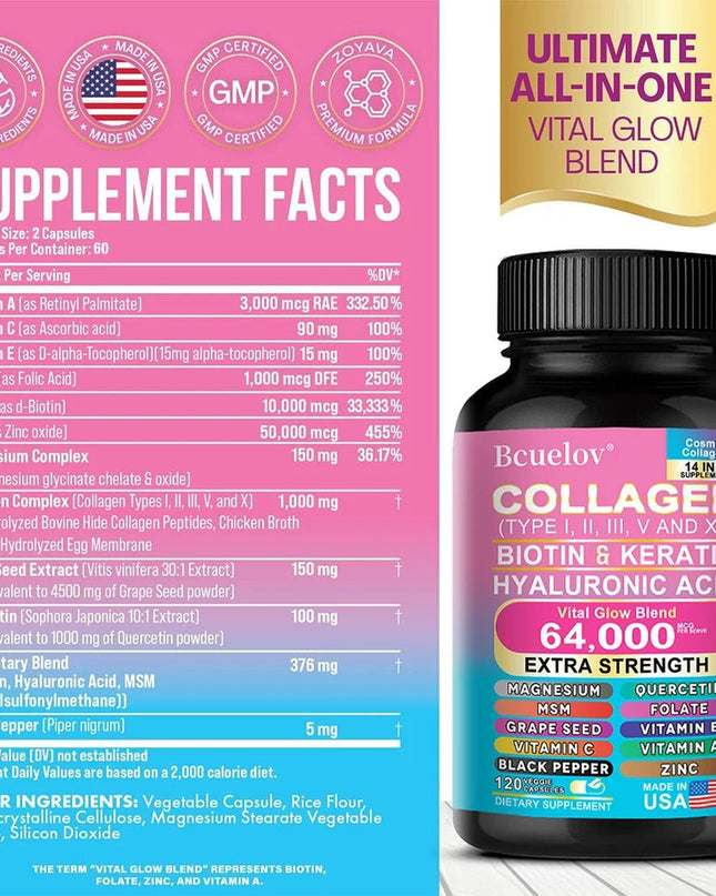 Collagen Capsules Biotin Keratin Skin Care Product Booster Anti Aging Whitening. - EMMA STORE SHOP