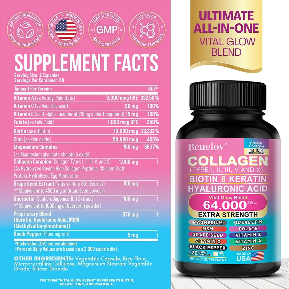 Collagen Capsules Biotin Keratin Skin Care Product Booster Anti Aging Whitening. - EMMA STORE SHOP