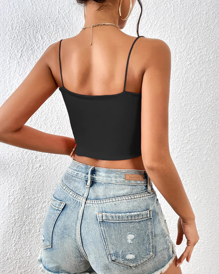 Crop Top With Sexy Camisole Inside And Outside