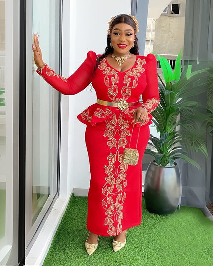 Women's Luxury Rhinestone Beaded V-neck Formal Dress