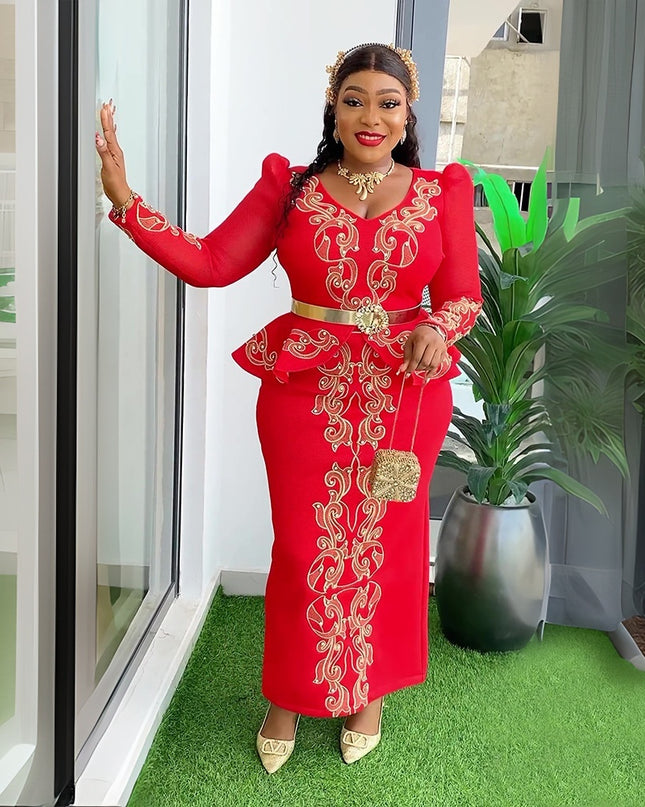 Women's Luxury Rhinestone Beaded V-neck Formal Dress