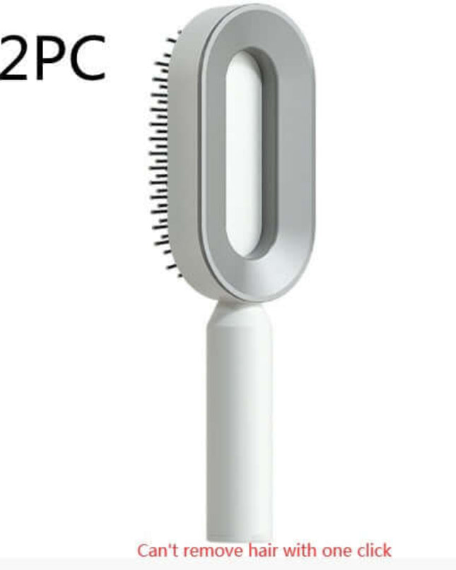 White grooming brush with bristles on a white background