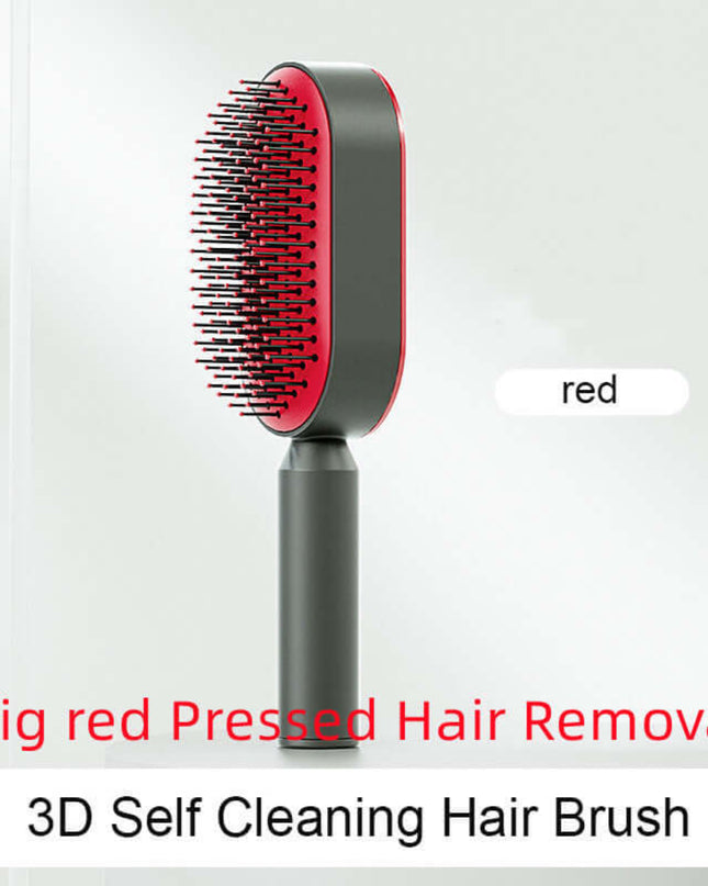 Red and gray hair removal brush with text on a white background