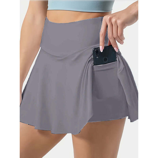 Women's Athletic Tennis Skirts with Pockets - High Waisted