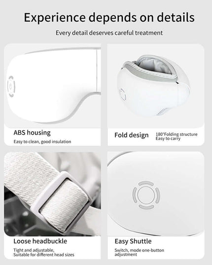 Smart Eye Care Device - Air Pressure Vibration Heat Therapy Bluetooth Music Massage Device