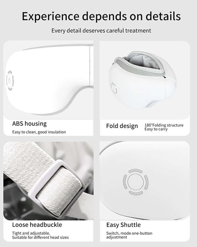 Smart Eye Care Device - Air Pressure Vibration Heat Therapy Bluetooth Music Massage Device