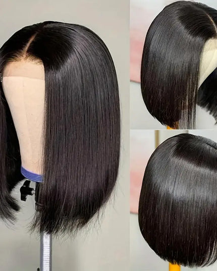 4x4 Lace Closed Non-toxic Wig, Synthetic Wig, Straight Wave Head, 10-inch Non-adhesive Lace Front Piece, Suitable For The Whole Scene.