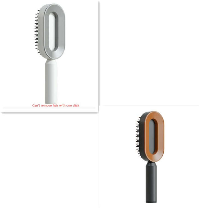 Two grooming brushes with different designs on a white background