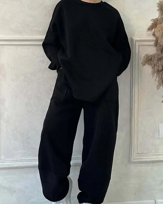 Women's Autumn Winter Sweater Trousers Set - Casual Style