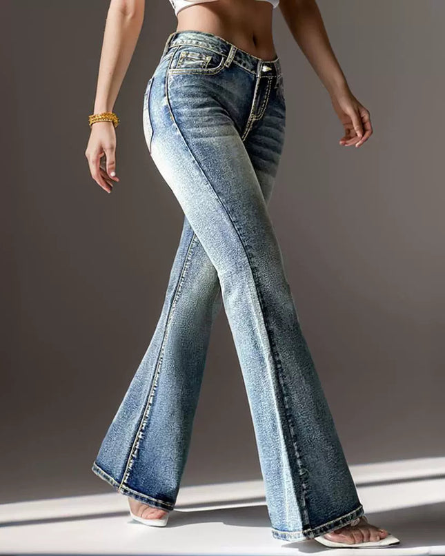 Women's Vintage Embroidered Jeans - High Elastic Design