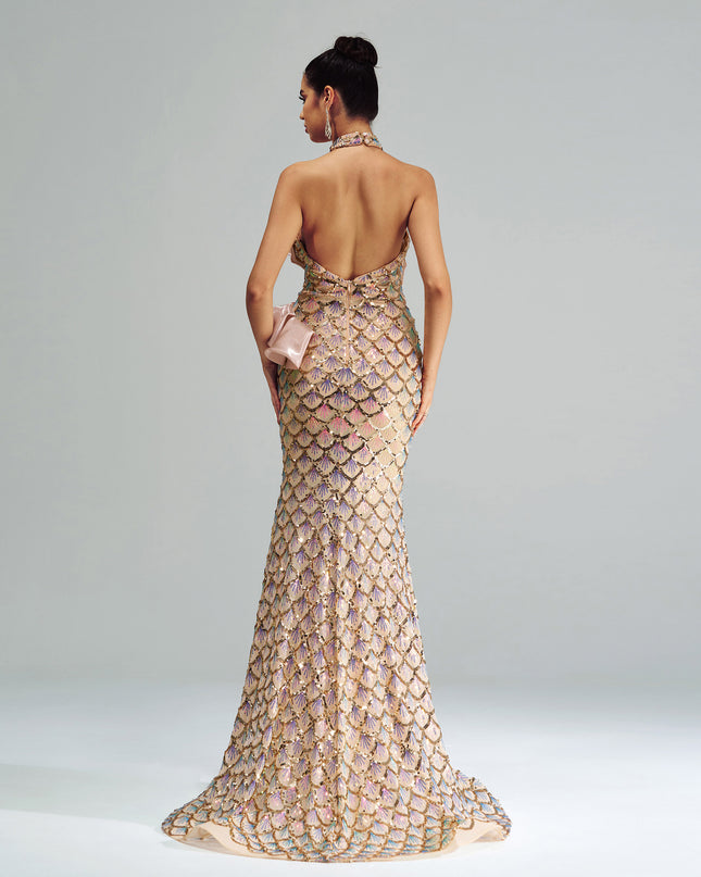 Halter Sequined Mermaid Evening Dress