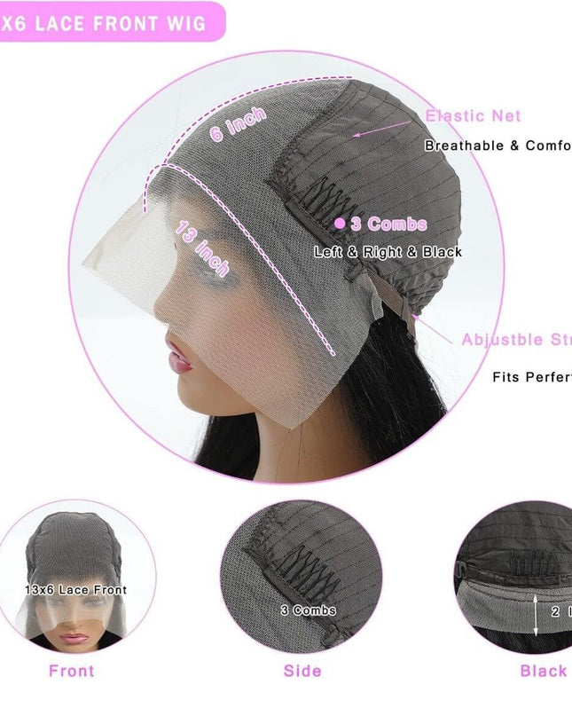 13x6 Lace Front Wigs Human Hair for Women 180 Density HD Transparent
