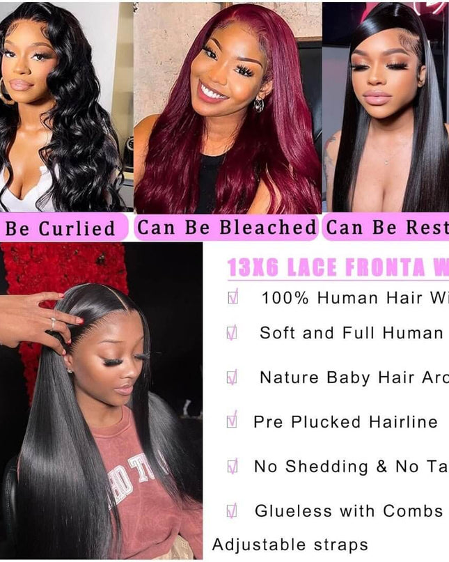 13x6 Lace Front Wigs Human Hair for Women 180 Density HD Transparent