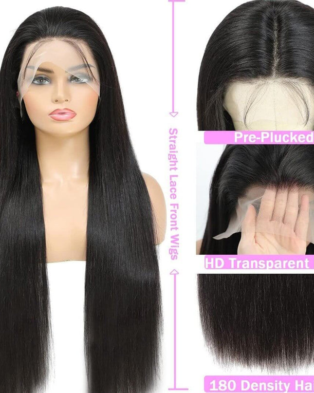 13x6 Lace Front Wigs Human Hair for Women 180 Density HD Transparent