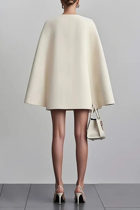 Women's Elegant Solid Color V Neck Double-Breasted Cape Blazer Dress Spring & Summer Party